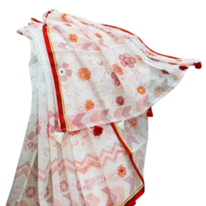 লাল সাদা বুটিক্স শাড়ী