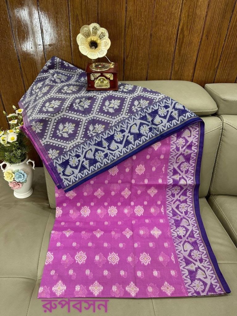  হাফ সিল্ক জামদানী-pink